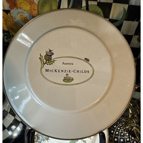 NEW  Mackenzie Childs AURORA 8" Enamel Dessert Salad Plate-RARE RETIRED HAVE 2 - Picture 4 of 7